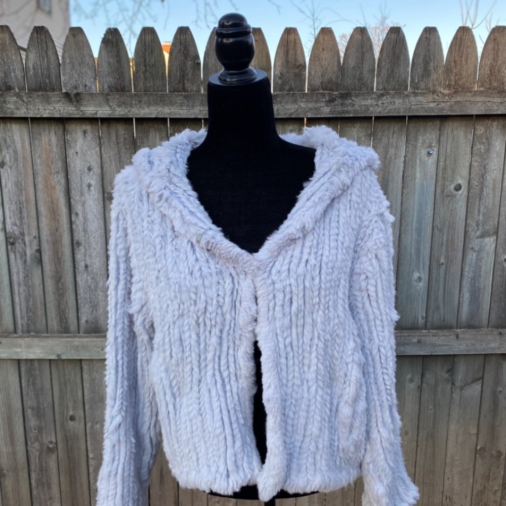 Cozy blue rabbit fur Cardigan
